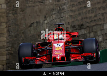 Sebastian Vettel (GER), la Scuderia Ferrari SF71H, azione durante il 2018 del Campionato del Mondo di Formula Uno, il Gran Premio di Europa in Azerbaigian dal 26 aprile al 29 di Baku - 28.04.2018. | Utilizzo di tutto il mondo Foto Stock