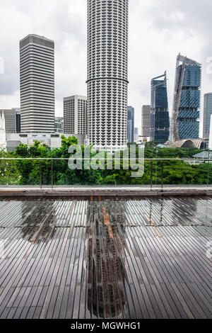 Il giardino sul tetto, Galleria Nazionale di Singapore, con edifici della città in background, Singapore Foto Stock