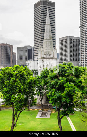 Vista aerea del St Andrews Cathedral, Singapore Foto Stock