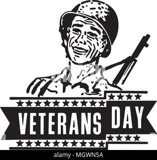 Veterani giorno Banner - retrò illustrazione clipart Illustrazione Vettoriale