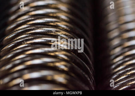Primo piano della zincato lucido a spirale molle elicoidali Foto Stock