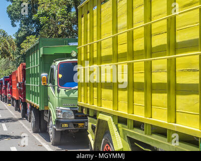 Ad Ambon, Indonesia - 18 Febbraio 2018: carrelli colorati lungo la strada della città di Ambon sull isola di Ambon. Foto Stock