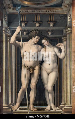 Jan Gossaert (ca.1478-1532), Nettuno e Anfitrite, 1516. La tradizione der niederländischen Romanisten Neptun und Anfitrite. Foto Stock