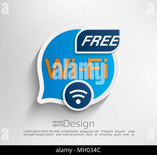 Connessione wifi gratuita simbolo, emblema o adesivo illustrazione vettoriale. Illustrazione Vettoriale