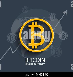 Simbolo o segno di Bitcoin. Illustrazione Vettoriale di cryptocurrency per utilizzo in diversi web e altri progetti e applicazioni mobili. Illustrazione Vettoriale
