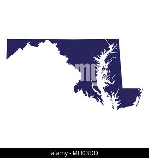 Mappa degli Stati Uniti Stato del Maryland Illustrazione Vettoriale