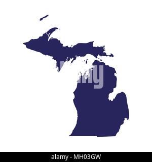 Mappa degli Stati Uniti Stato del Michigan Illustrazione Vettoriale