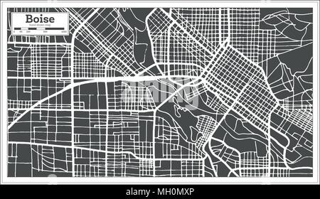 Boise USA Mappa della città in stile retrò. Mappa di contorno. Illustrazione Vettoriale. Illustrazione Vettoriale