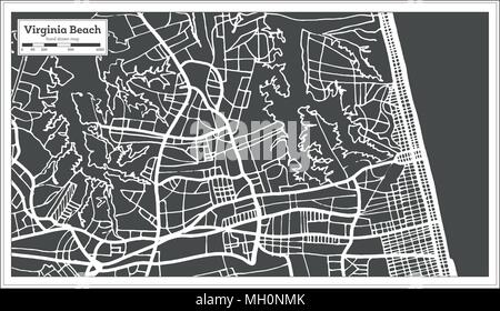 Virginia Beach, Stati Uniti d'America mappa di città in stile retrò. Mappa di contorno. Illustrazione Vettoriale. Illustrazione Vettoriale