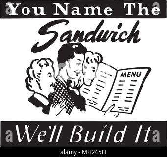 È possibile assegnare un nome al Sandwich - retrò arte Annunci Banner Illustrazione Vettoriale