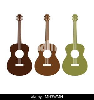 Chitarra acustica grafica simbolo Vettore Graphic Logo Design Set Illustrazione Vettoriale