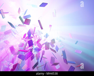 Molti piccoli illuminata 3d messaggio di posta elettronica i simboli, isolato Foto Stock