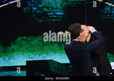 Milano, a che ora gli ospiti di questo episodio di Fabio Fazio sono Matteo Renzi, Eusebio di Francesco, Vanessa Incontrada, Claudio Bisio, con la sempre presente Luciana Littizzetto. 29/04/2018, Milano, Italia Foto Stock