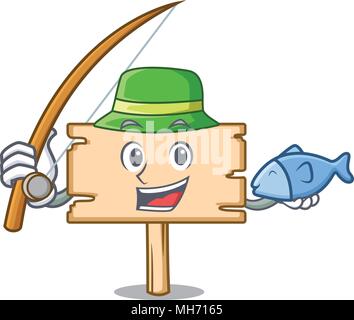 La pesca di legno mascotte cartoon Illustrazione Vettoriale