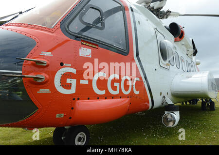 Insegne su un REGNO UNITO Coast Guard Salvataggio in elicottero del Maritime Coastguard Agency Foto Stock