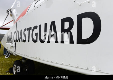 Insegne su un REGNO UNITO Coast Guard Salvataggio in elicottero del Maritime Coastguard Agency Foto Stock