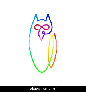 Vettore di linea continua di disegno di gufo di uccelli. Owl logo design Illustrazione Vettoriale