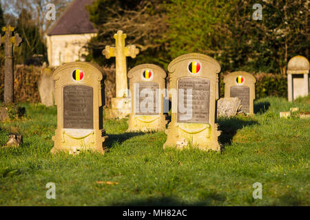 Graves belga della prima guerra mondiale i soldati in Southampton vecchio cimitero sulla comune di Southampton Foto Stock