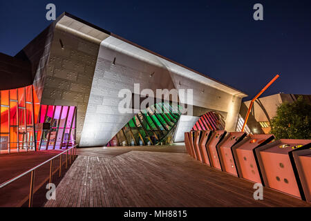 A Canberra, Australia - Museo Nazionale dell'Australia di notte Foto Stock