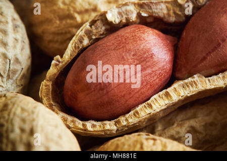 Pila a secco di arachidi tostate (salate, in guscio) Foto Stock