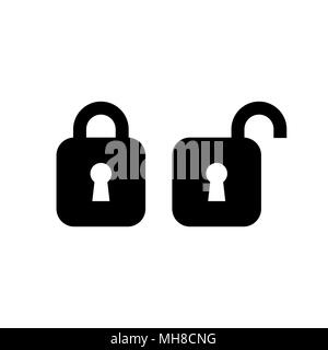 Bloccaggio sbloccaggio ui icona di stile semplice illustrazione piana. Illustrazione Vettoriale