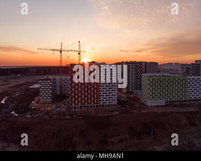 Sito in costruzione al tramonto shot dal di sopra Foto Stock