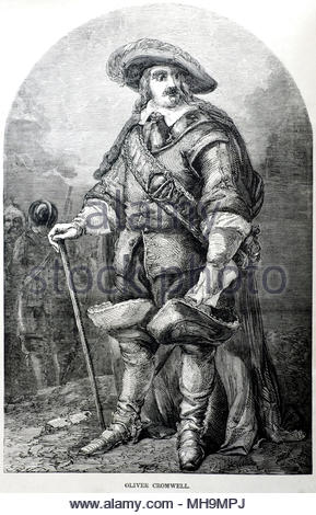 Oliver Cromwell ritratto 1599 - 1658 era un militare inglese e leader politico, antichi illustrazione circa dal 1880 Foto Stock