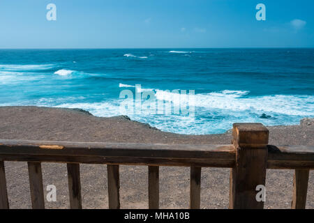 La terrazza che si affaccia sul mare, Fuerteventura Foto Stock