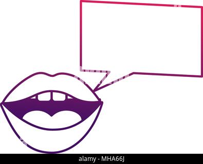 Donna piazza Bocca discorso bolla pop art illustrazione vettoriale design degradata Illustrazione Vettoriale