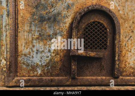 Rusty texture di una scatola metallica Foto Stock