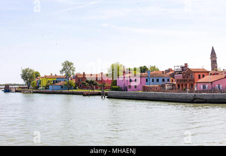 Vista del villaggio di Burano, quartiere di Venezia, Veneto, Italia Foto Stock