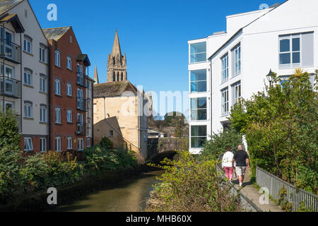 Riverside Walk appartamenti case, Truro, Cornwall, Inghilterra, Regno Unito, Foto Stock