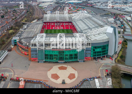 Vista aerea del Old Trafford Stadium, casa di Manchester United FC Foto Stock