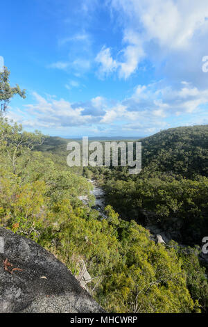 Vista panoramica della Davies Creek Falls valle visto dal Belvedere, Davies Creek National Park vicino a Mareeba Aeroporto, estremo Nord Queensland, FNQ, QLD, Australia Foto Stock