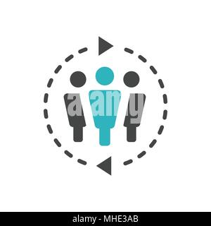 Icona portavoce - persona nella posizione di marketing delle reti e le coordinate con gli altri Illustrazione Vettoriale