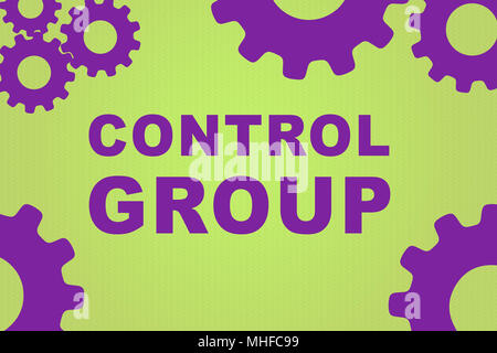 Gruppo di controllo sign concetto illustrazione con viola ruota dentata figure sul pallido sfondo verde Foto Stock