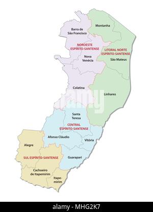 Espirito Santo politica e amministrativa di mappa vettoriale Illustrazione Vettoriale