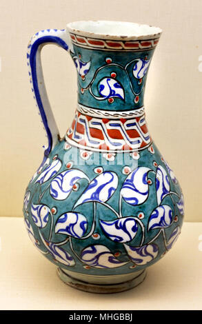 Ceramica turca - Turchia Iznik xvi secolo periodo ottomano ( Fritware dipinto underglaze ( Impero ottomano ) Foto Stock