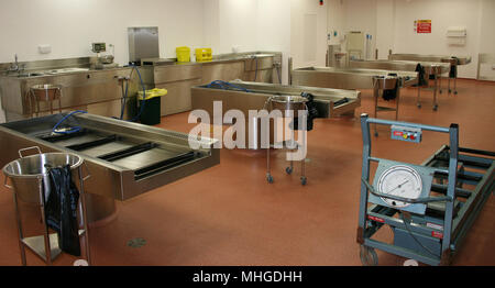Pubblico, mortuaria post mortem camera, Università di Hull insegnamento Hospitals NHS Trust Foto Stock