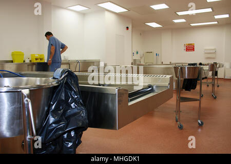 Pubblico, mortuaria post mortem camera, Università di Hull insegnamento Hospitals NHS Trust Foto Stock