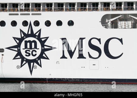 La MSC Crociere logo sulla nave MSC Orchestra Foto Stock