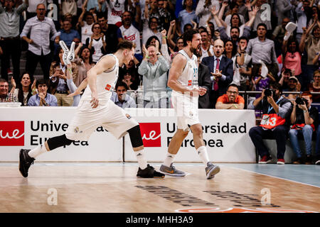 Centro Wizink, Madrid, Spagna. Xxv Aprile, 2018. La Turkish Airlines Eurolega di basket, Real Madrid Baloncesto contro il Panathinaikos Atene Superfoods; Sergio Lullo (Real Madrid Baloncesto) Credito: Azione Sport Plus/Alamy Live News Foto Stock