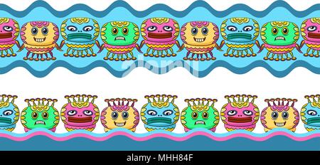 Cartoon mostri senza saldatura Illustrazione Vettoriale