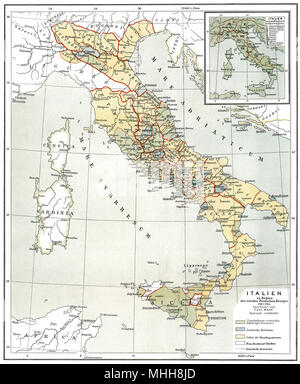 Mappa storica dell'Italia antica, c. 218 BC Foto Stock
