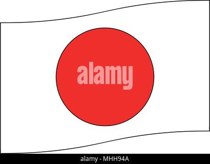 Giappone icona bandiera su sfondo bianco Illustrazione Vettoriale