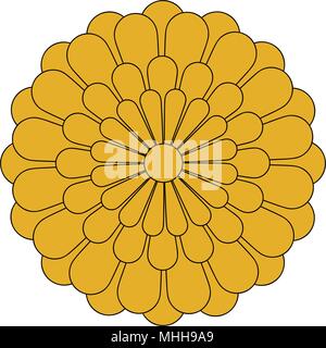 Icona di fiori, fiori crisantemo su sfondo bianco Illustrazione Vettoriale