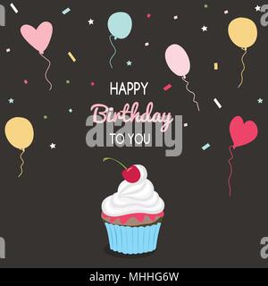 Buon compleanno biglietto di auguri e di partito modello di invito Illustrazione Vettoriale