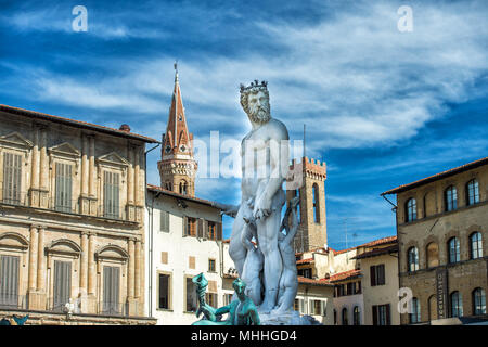 Firenze Piazza della Signoria statua vista città Foto Stock