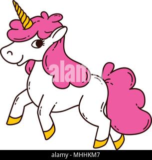 Carino unicorn. Illustrazione di vettore isolato su sfondo bianco. Scheda e shirt design. Illustrazione Vettoriale