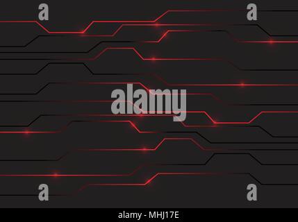 Abstract il circuito rosso light technology power design moderno sfondo futuristico illustrazione vettoriale. Illustrazione Vettoriale
